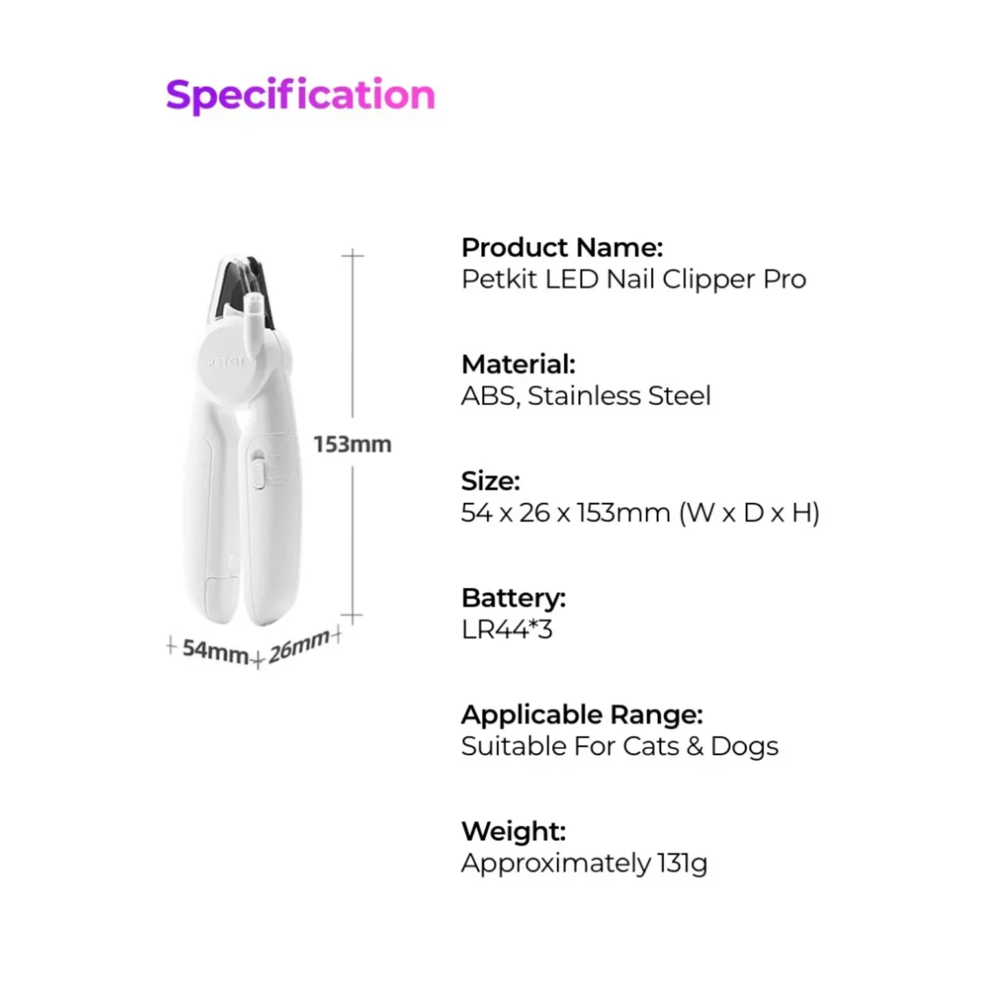 PETKIT LED Nail Clipper PRO 2024 Version Upgraded Model