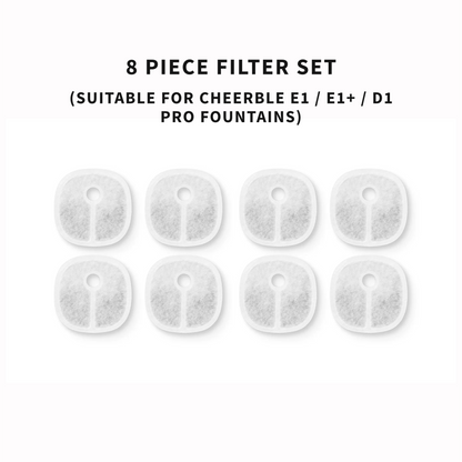 CHEERBLE 8-PC WATER FILTER FOR D1 PRO AND E1+ WIRELESS FOUNTAIN