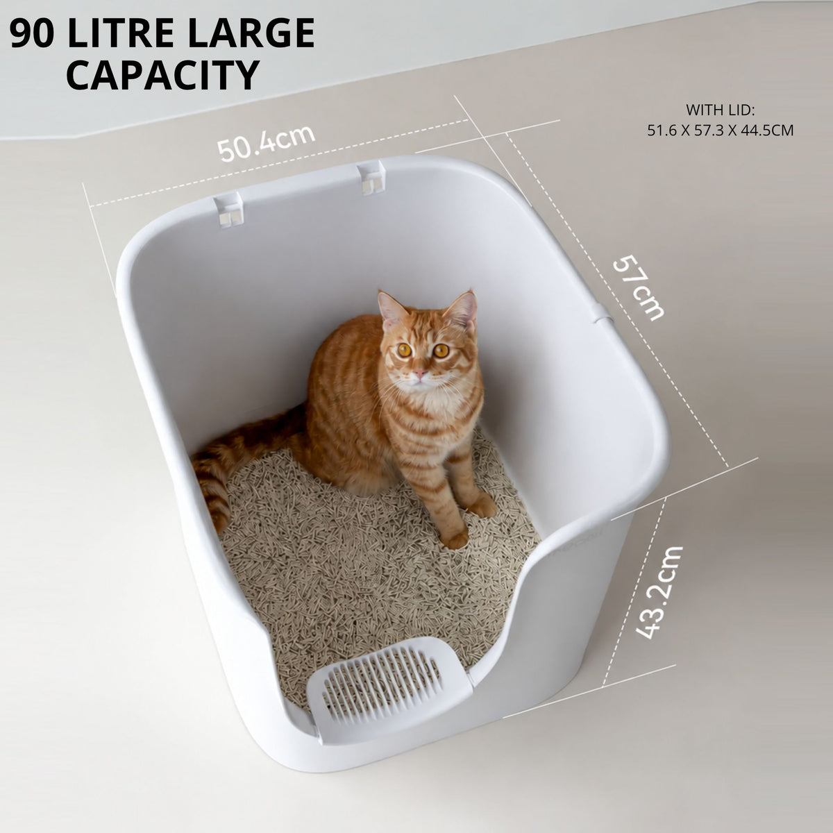 MEOOF 90L GREAT HOUSE CAT LITTER BOX (WHITE)