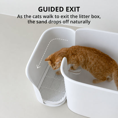 MEOOF 90L GREAT HOUSE CAT LITTER BOX WITH HALLWAY SAND CORRIDOR (WHITE)