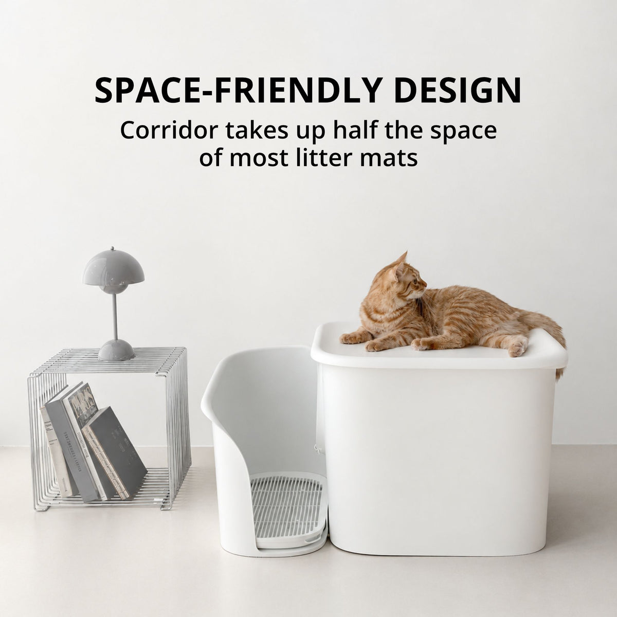 MEOOF 90L GREAT HOUSE CAT LITTER BOX WITH HALLWAY SAND CORRIDOR (WHITE)