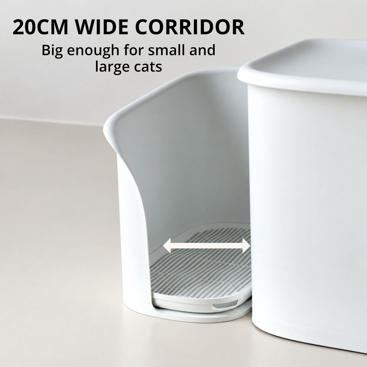 MEOOF 90L GREAT HOUSE CAT LITTER BOX WITH HALLWAY SAND CORRIDOR (WHITE)