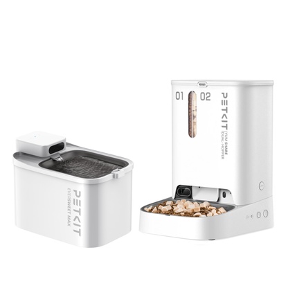 PETKIT MAX FOUNTAIN AND YUMSHARE DUAL HOPPER CAMERA FEEDER BUNDLE