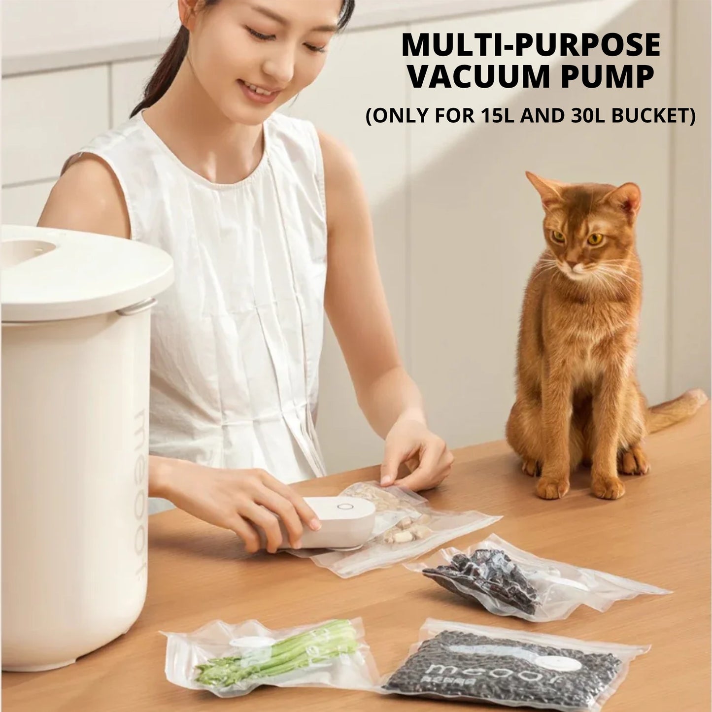MEOOF SMART VACUUM PET FOOD DRY BUCKET (15L)