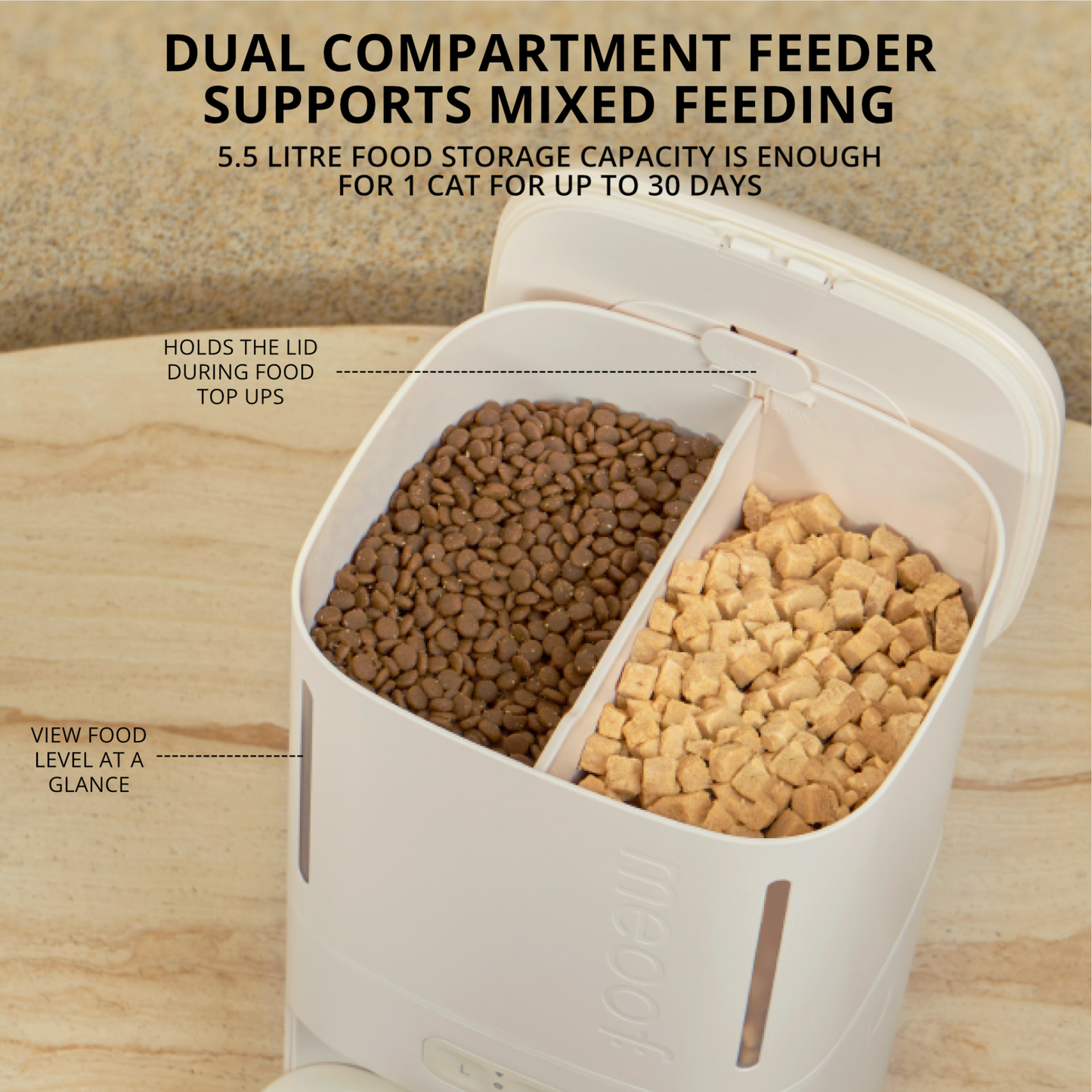 MEOOF MOUSSE WIRELESS SMART PET FEEDER WITH CAMERA (5.5L)