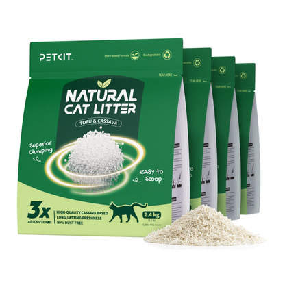 PETKIT NATURAL CAT LITTER (CASSAVA & TOFU)(2.4KG PER PACK)