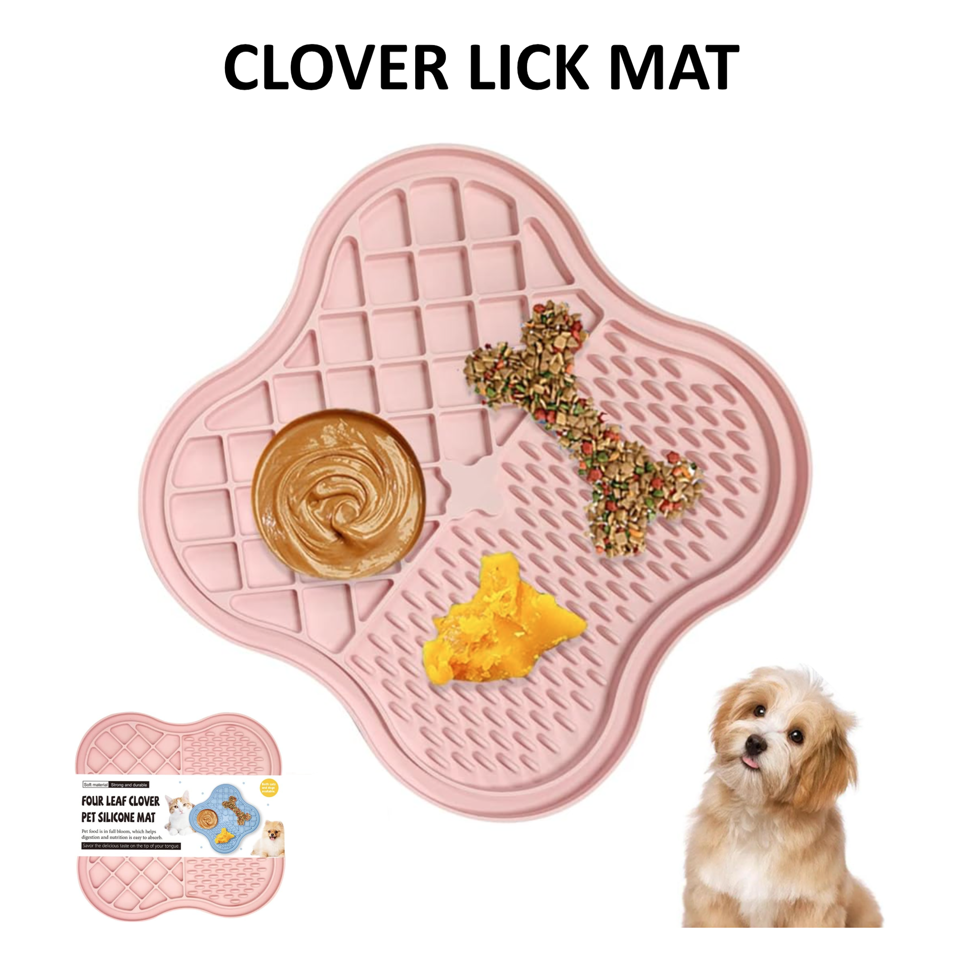 Clover Shape Pet Lick Mat Slow Feeding Mat Silicone Licking Pad