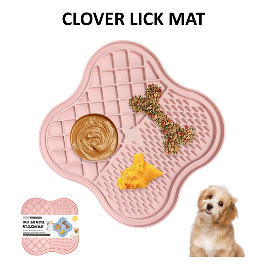 Clover Shape Pet Lick Mat Slow Feeding Mat Silicone Licking Pad for Cats and Dogs