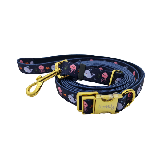 FURRKIDZ Hands Free Multi Way Leash 6 in 1 Adjustable Leash for Dogs - Under The Sea