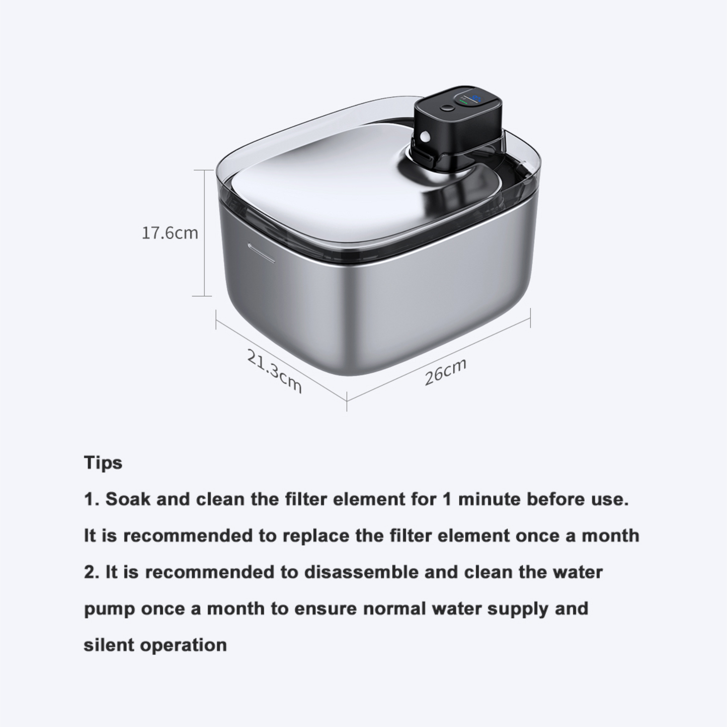 PET TANK 2 WIRELESS STAINLESS STEEL 5.5L (UVC) PET WATER FOUNTAIN
