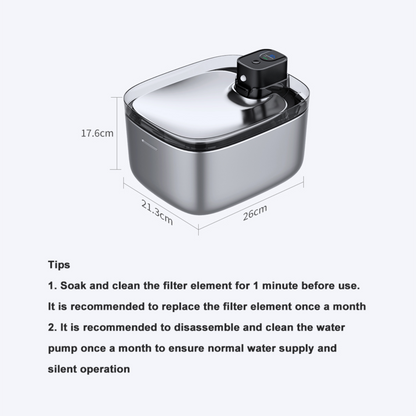 PET TANK 2 WIRELESS STAINLESS STEEL 5.5L (UVC) PET WATER FOUNTAIN