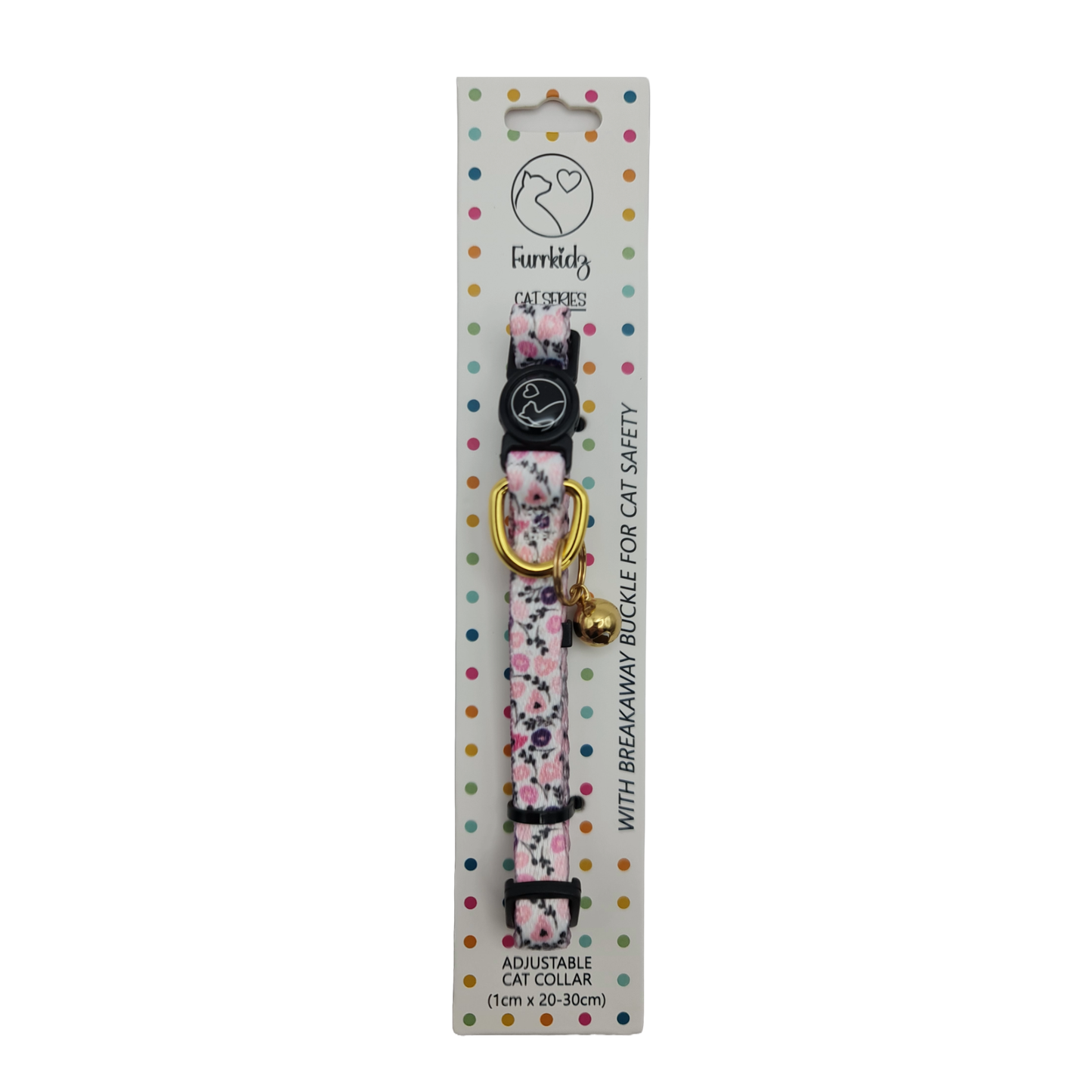 FURRKIDZ Adjustable Cat Collar with Breakaway Buckle Cat Series - Pink Floral Fantasy