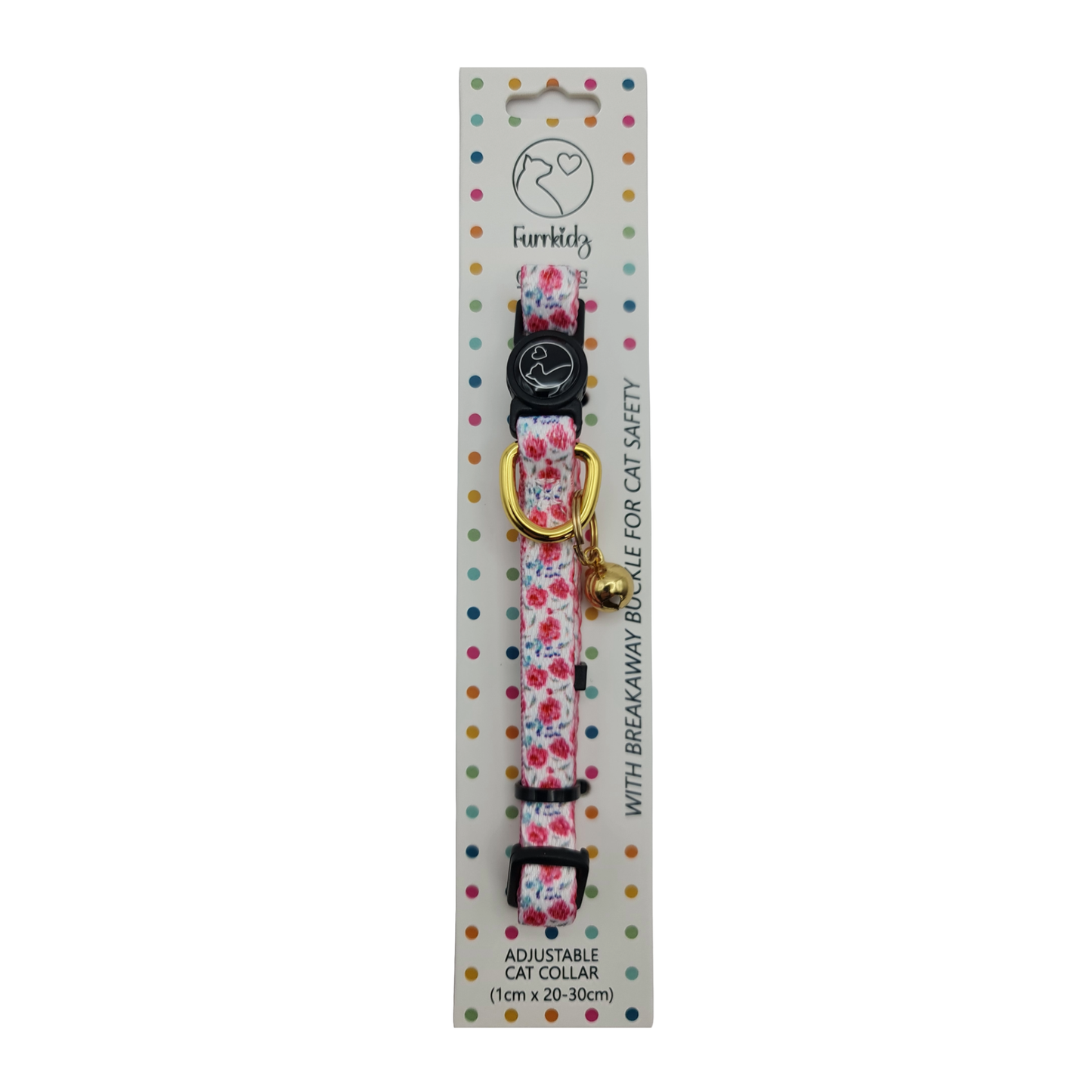 FURRKIDZ Adjustable Cat Collar with Breakaway Buckle Cat Series - Roses in Bloom