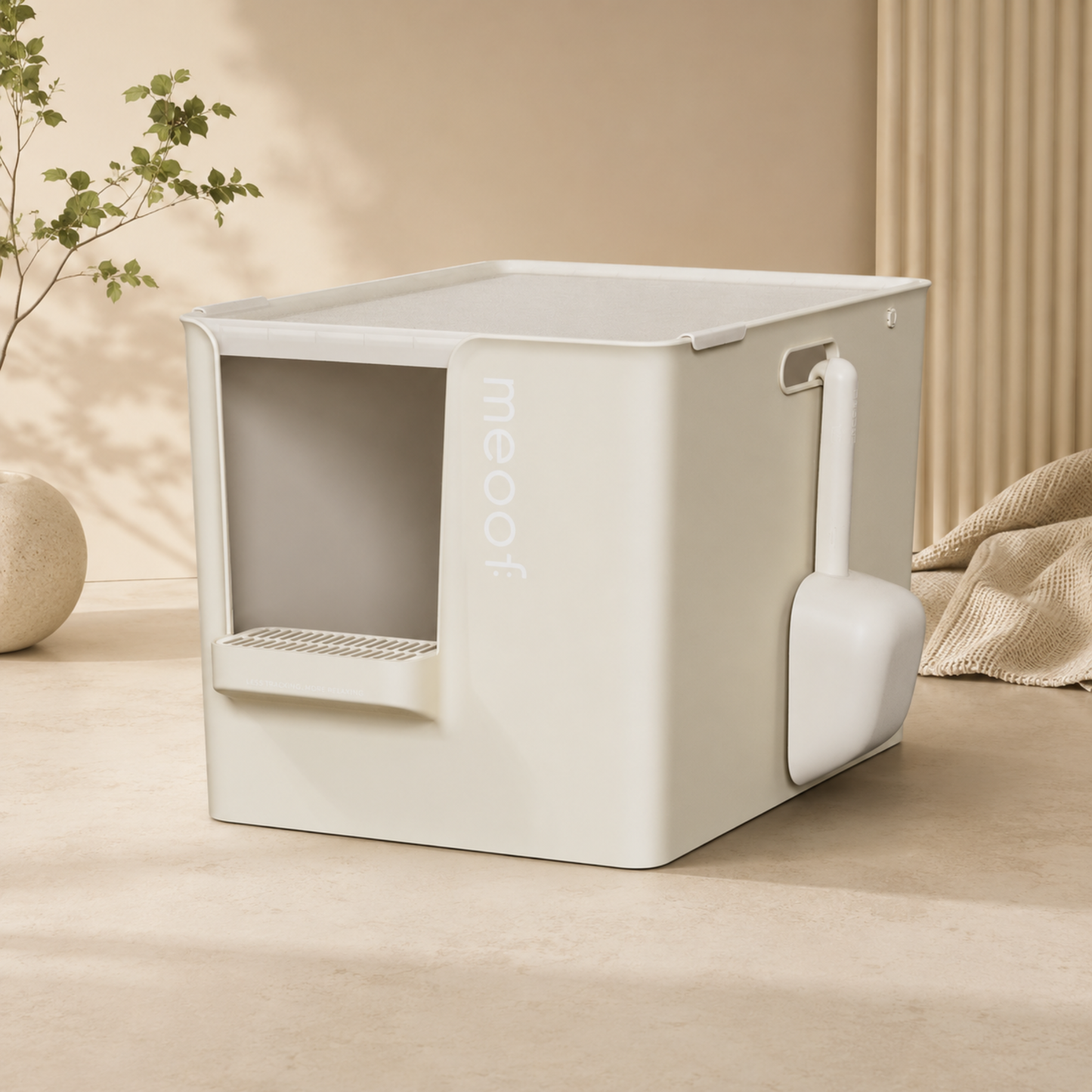 MEOOF GRAND VILLA CAT LITTER BOX (CREAM WHITE)