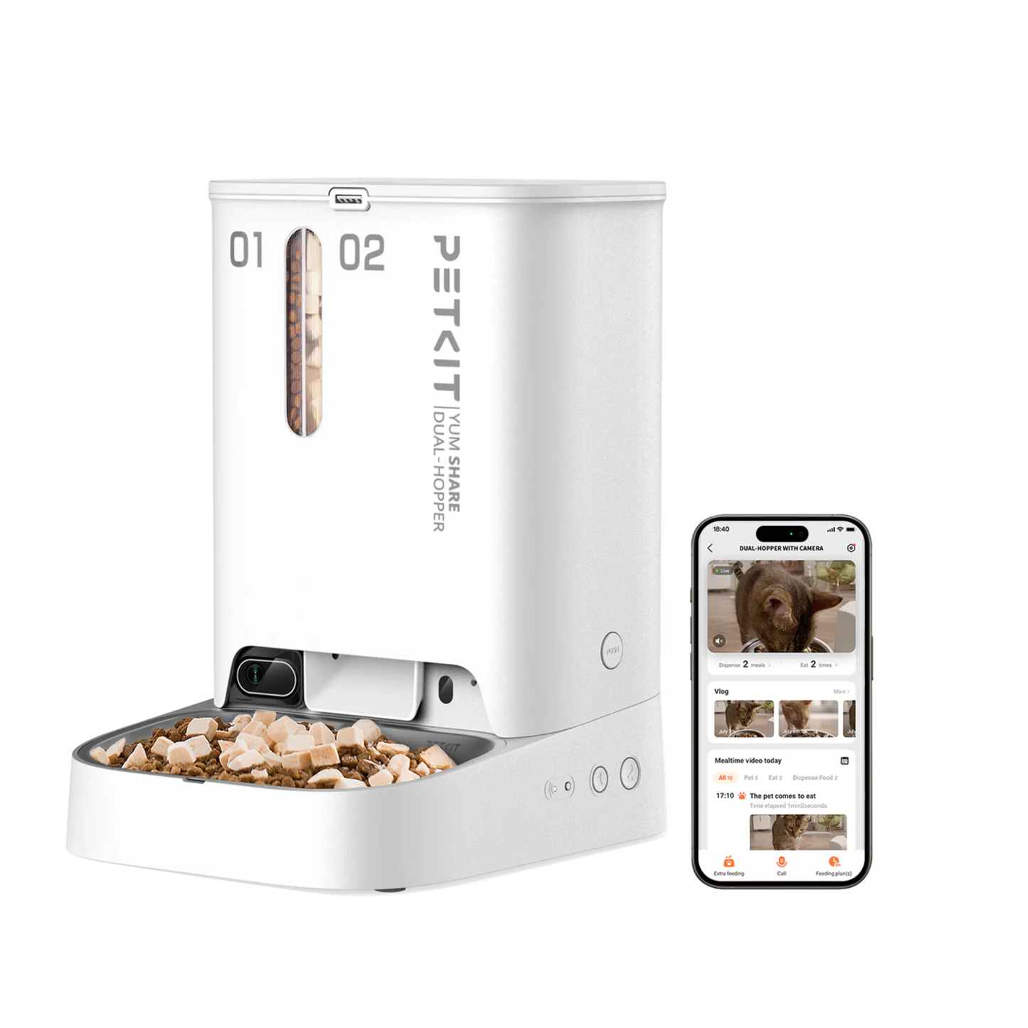 PETKIT 3 PRO (UVC) FOUNTAIN & YUMSHARE DUAL-HOPPER CAMERA FEEDER BUNDLE