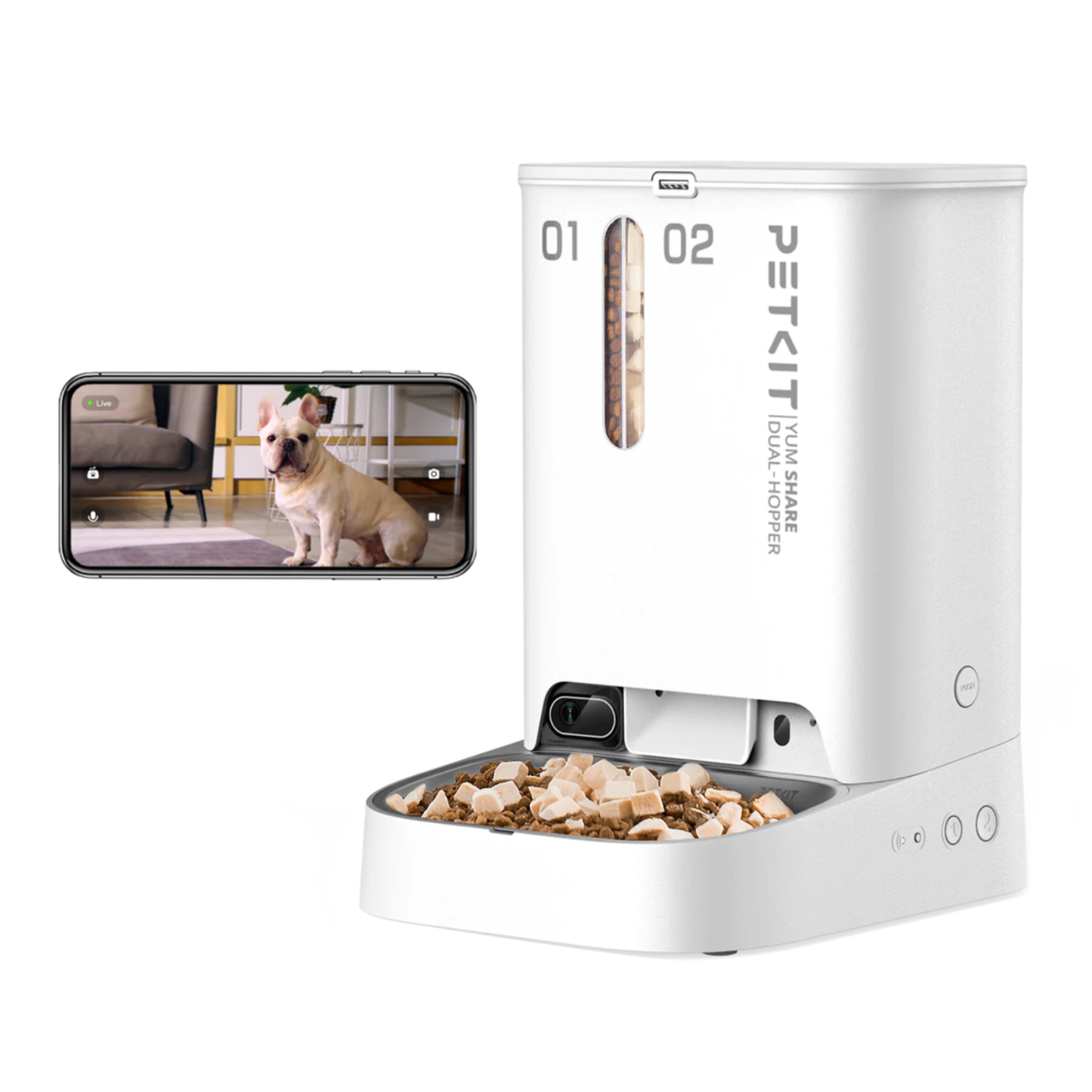 Petkit Yumshare Gemini 5L Dual Hopper Smart Pet Feeder With 1080P Camera Wifi App Control