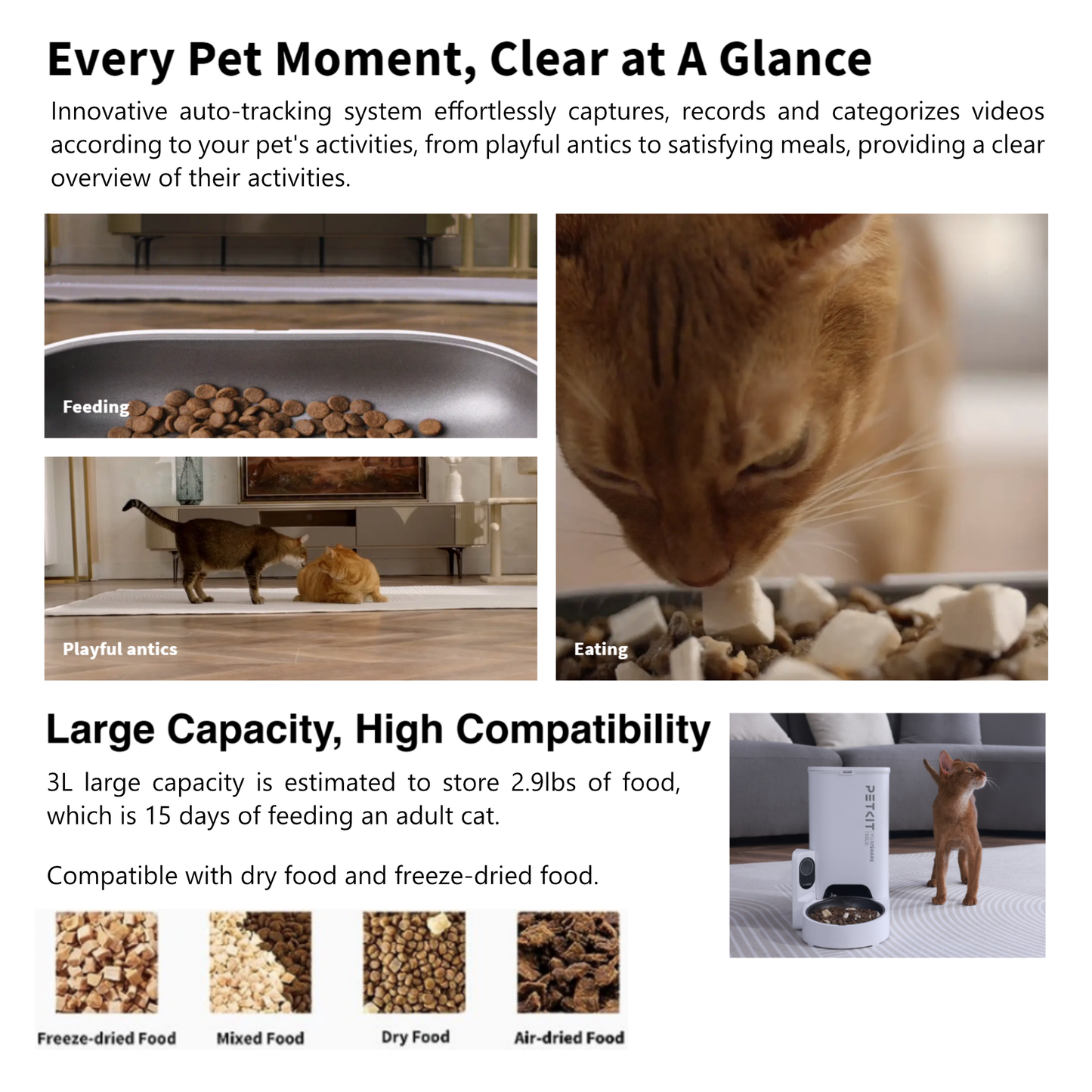 PETKIT Yumshare Solo 3L Smart Pet Feeder with 1080p Camera Wifi App Control