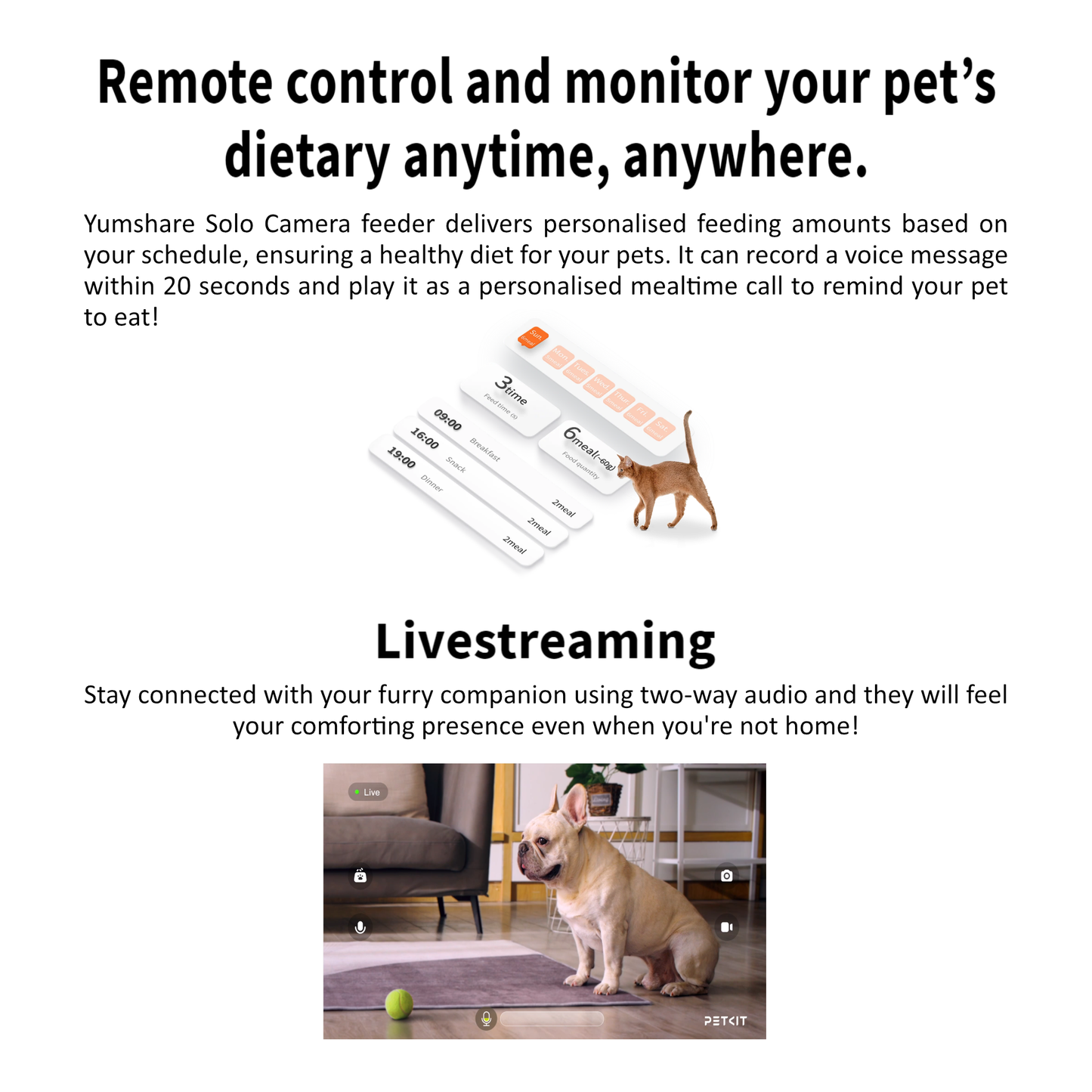 PETKIT Eversweet 3 Pro UVC and Yumshare Solo Camera Pet Feeder Set