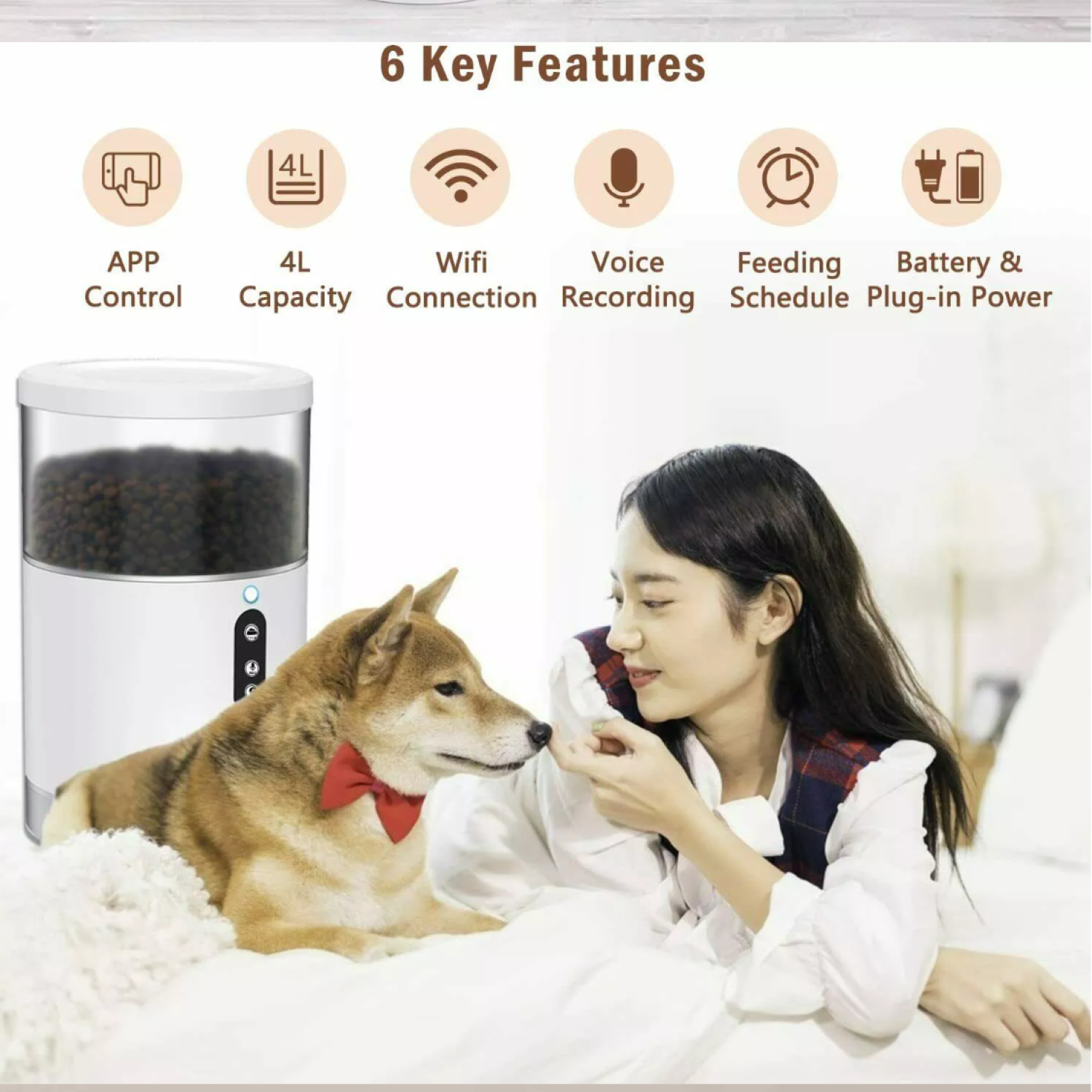Elite 6L Automatic Smart WIFI Pet Feeder For Cat and Dog - APP