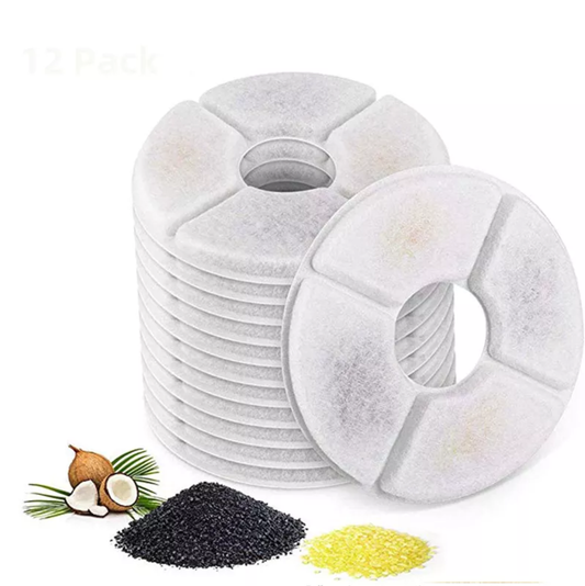 Round Activated Carbon Filter for Pet Drinking Water Fountain Water Dispenser Bundle Set